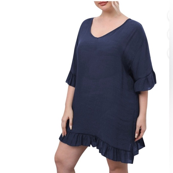 EKOUAER Womens Casual Solid Short Sleeve Boho Dress Swing Cover Up Dress Size S - Picture 2 of 9